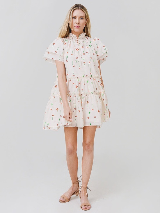 HUNTER BELL Dresses & Skirts - Hunter Bell Merritt Dress Floral Short Flutter sleeve tiered